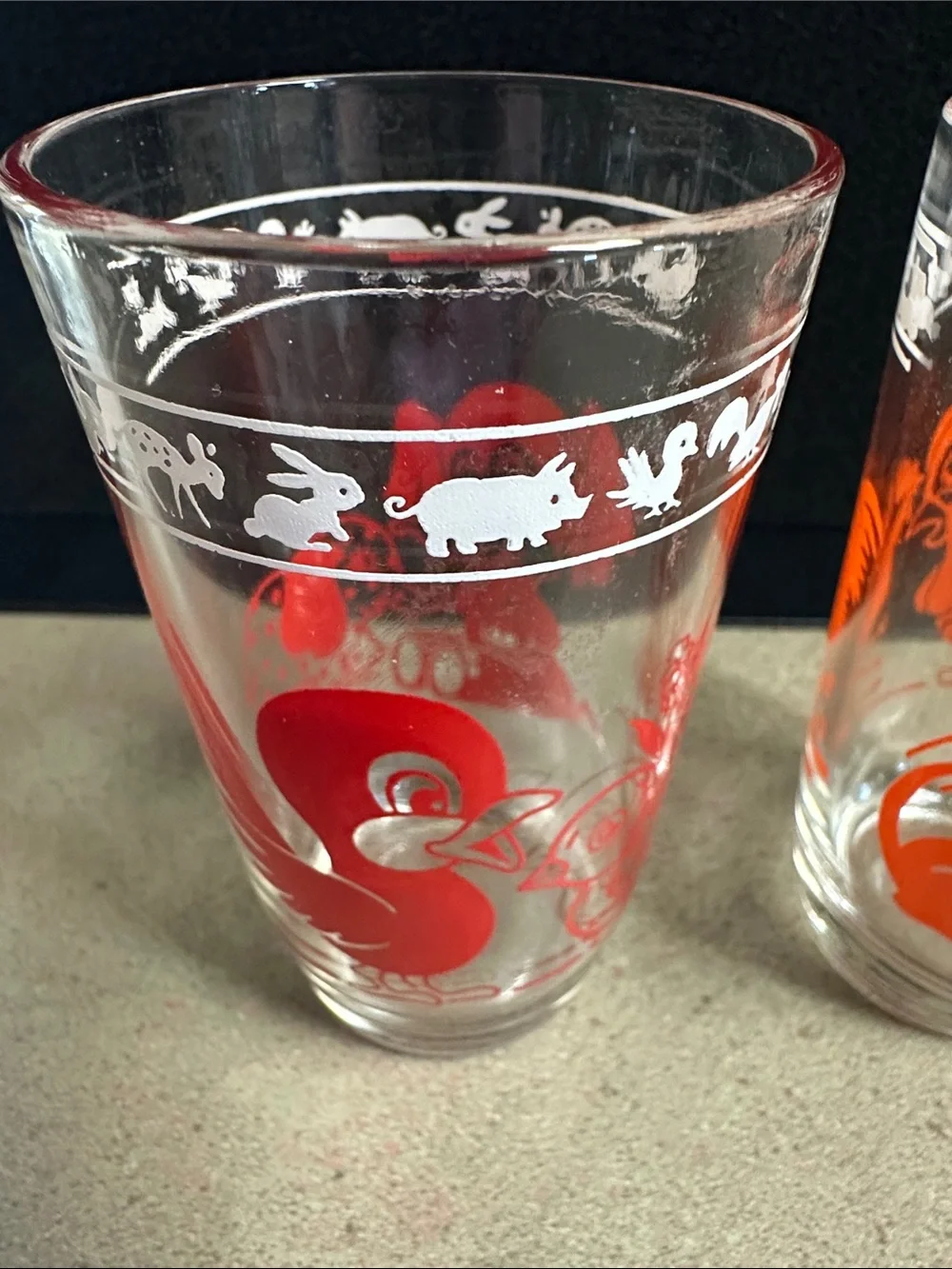 Vintage Kraft Swanky Swig “Kiddie Cups” Barnyard Animal Glasses